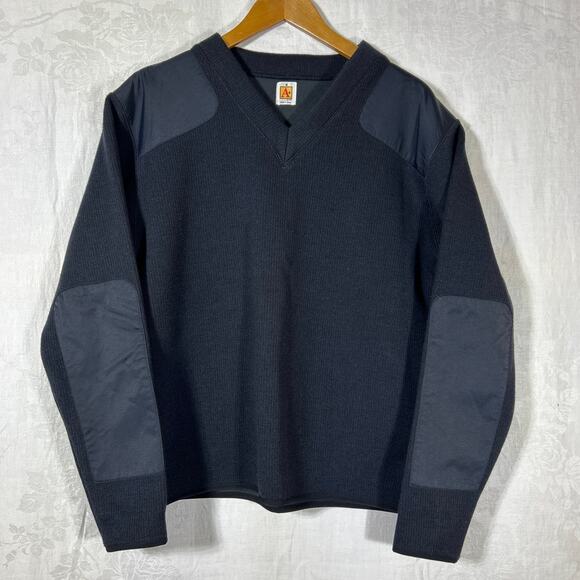 A+ by SAI Sweater Medium Black Hunting Padded Shoulders Elbows Ribbed Commando - Picture 1 of 14